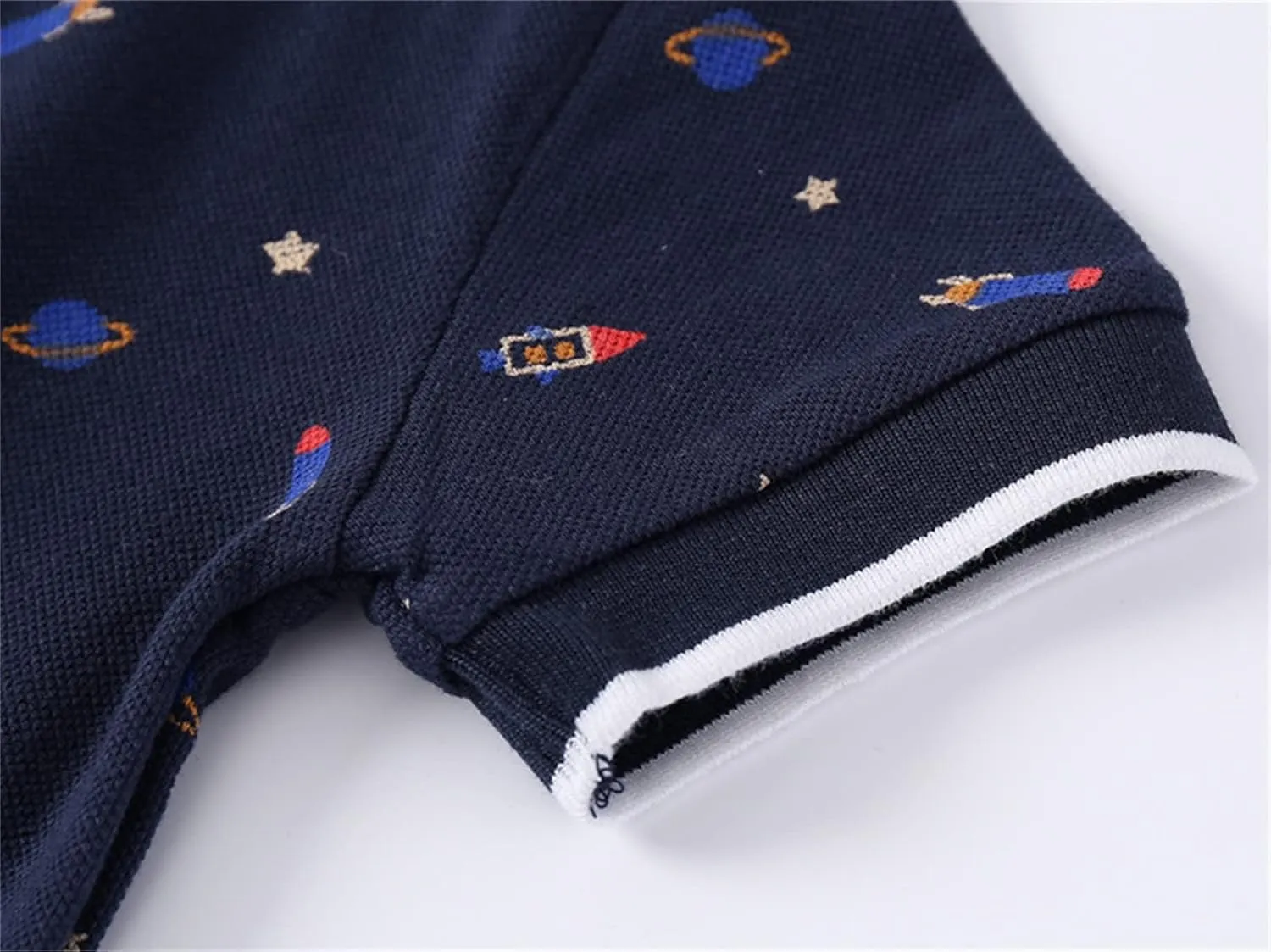 Toddler Short Sleeve Cotton Polo Shirt Cartoon Print Shirt for Baby Boys Loose Fit Collared Tops Summer Casual Clothes