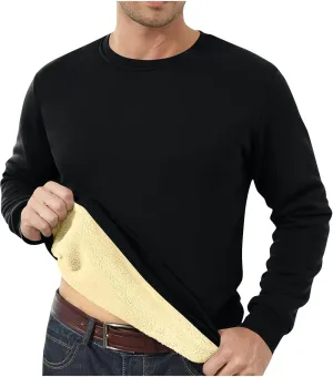 Uillui Men's Winter Thermal Sweater Warm Crewneck Sherpa Lined Fleece Sweatshirt Casual Active Long Sleeve Pullover Tops