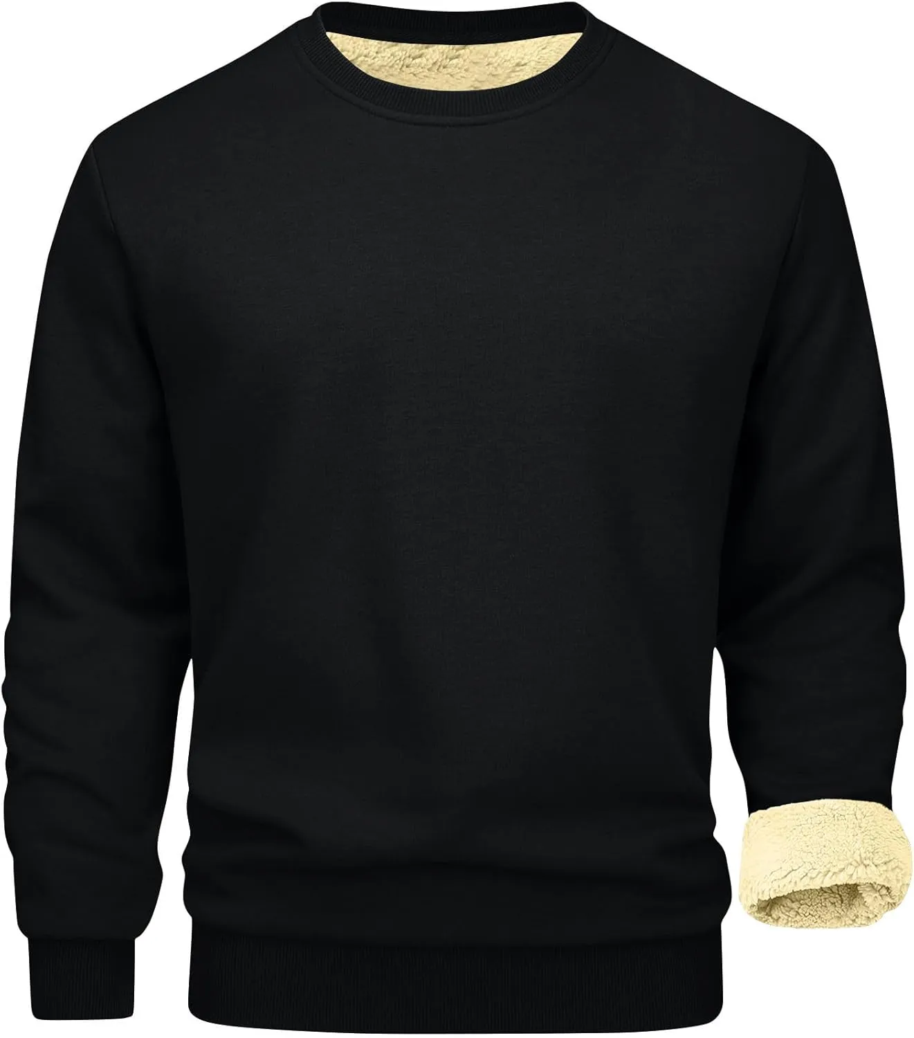 Uillui Men's Winter Thermal Sweater Warm Crewneck Sherpa Lined Fleece Sweatshirt Casual Active Long Sleeve Pullover Tops