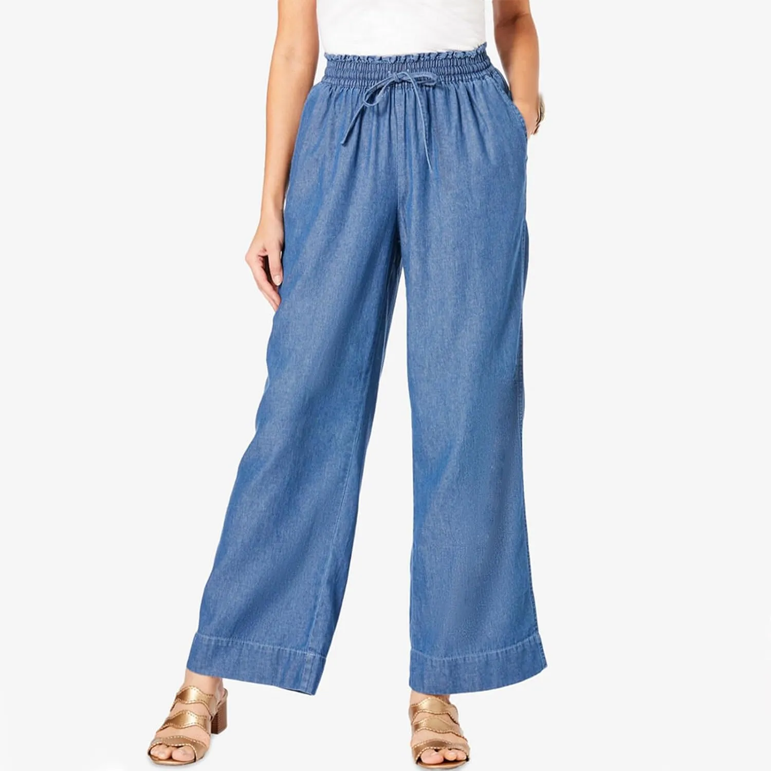 Wide Leg Jeans for Women High Waisted Flare Cropped Denim Pants High Waisted Straight Leg Stretchy Baggy Trousers