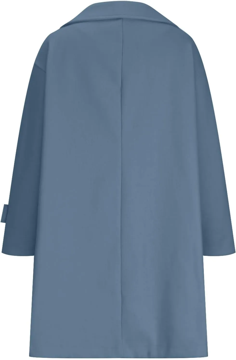 Winter Wool Blend Mid-Long Trench Coat for Women Notch Single-Breasted Oversized Lapel Lightweight Jacket Outwear
