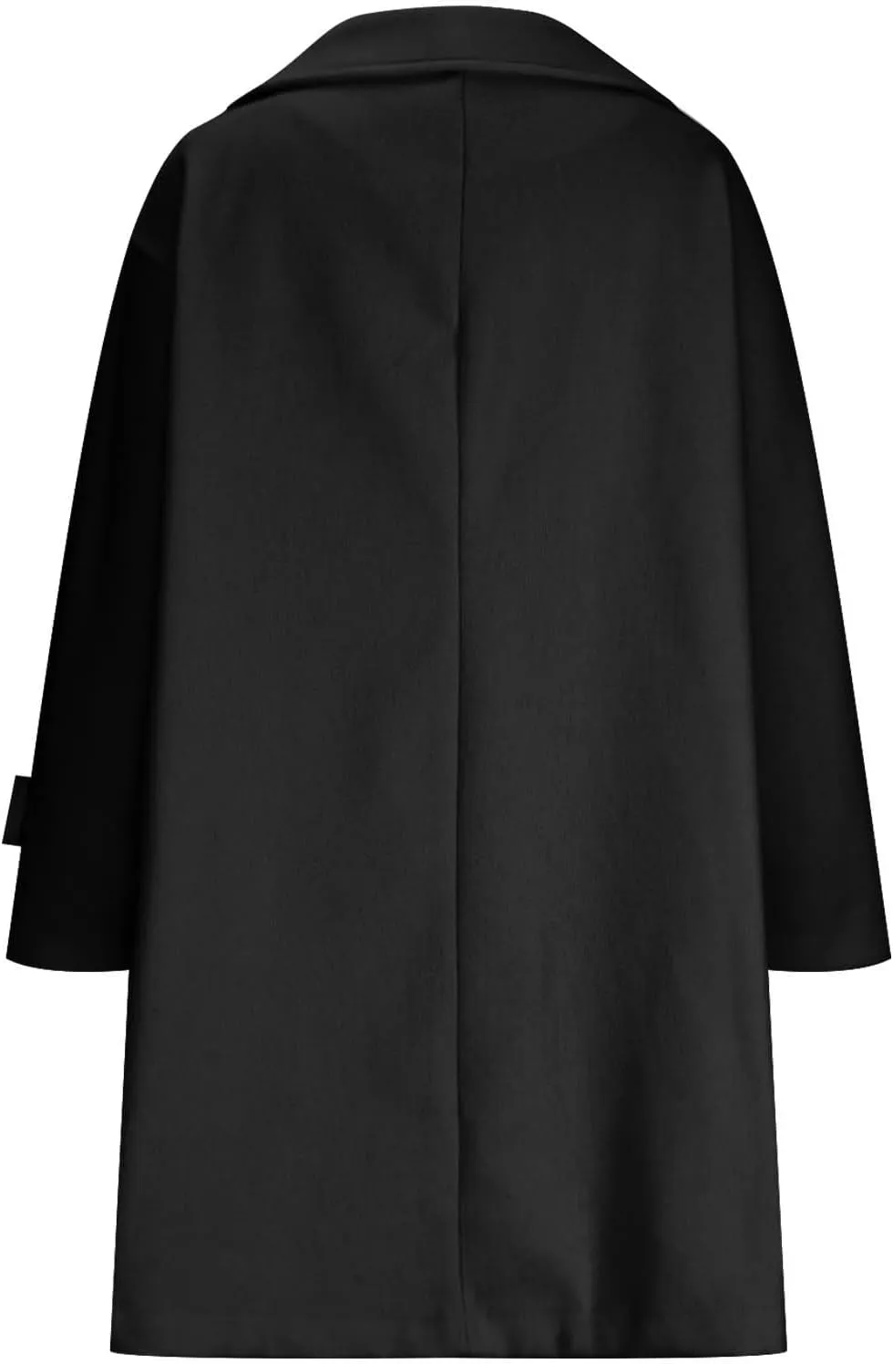 Winter Wool Blend Mid-Long Trench Coat for Women Notch Single-Breasted Oversized Lapel Lightweight Jacket Outwear