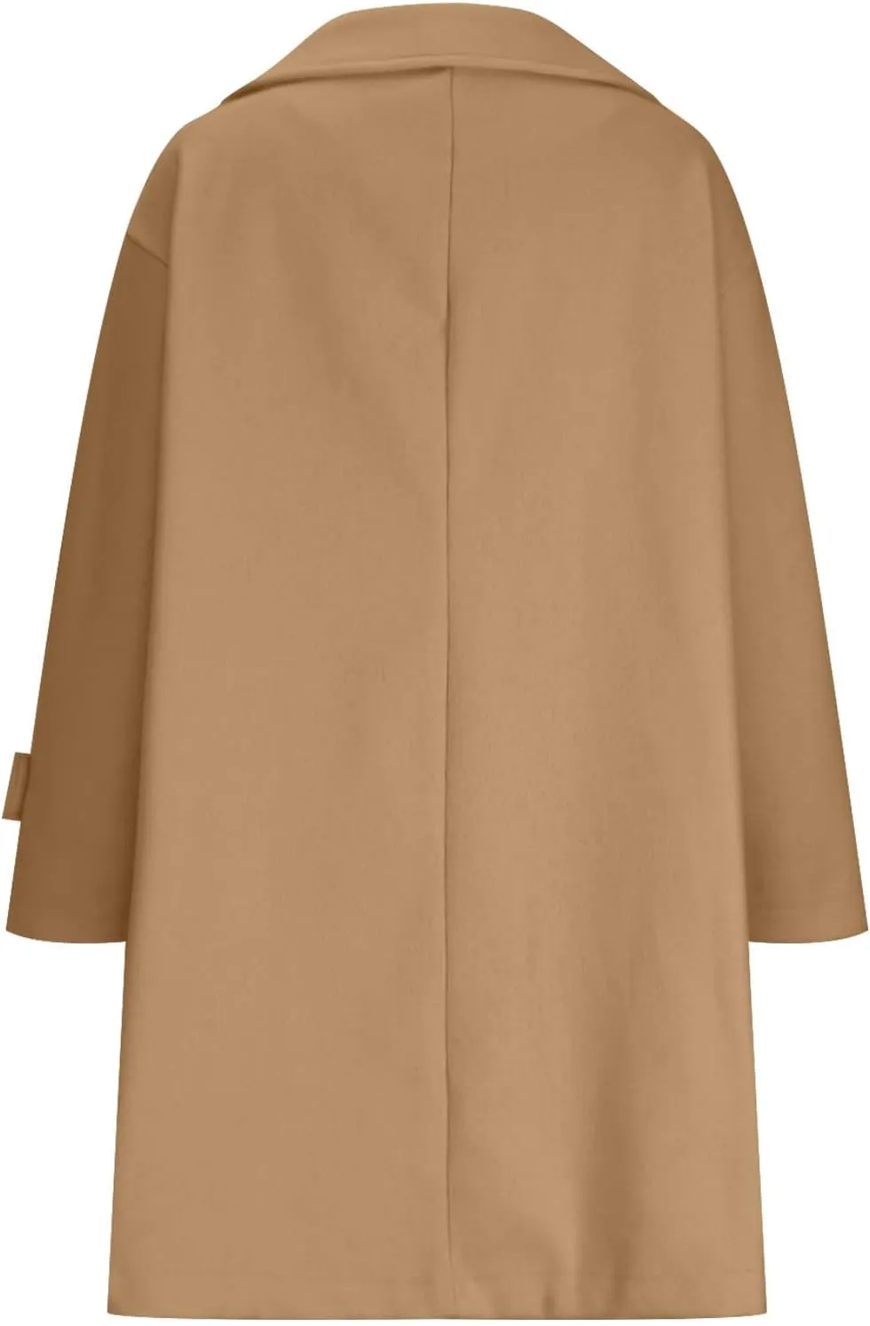 Winter Wool Blend Mid-Long Trench Coat for Women Notch Single-Breasted Oversized Lapel Lightweight Jacket Outwear