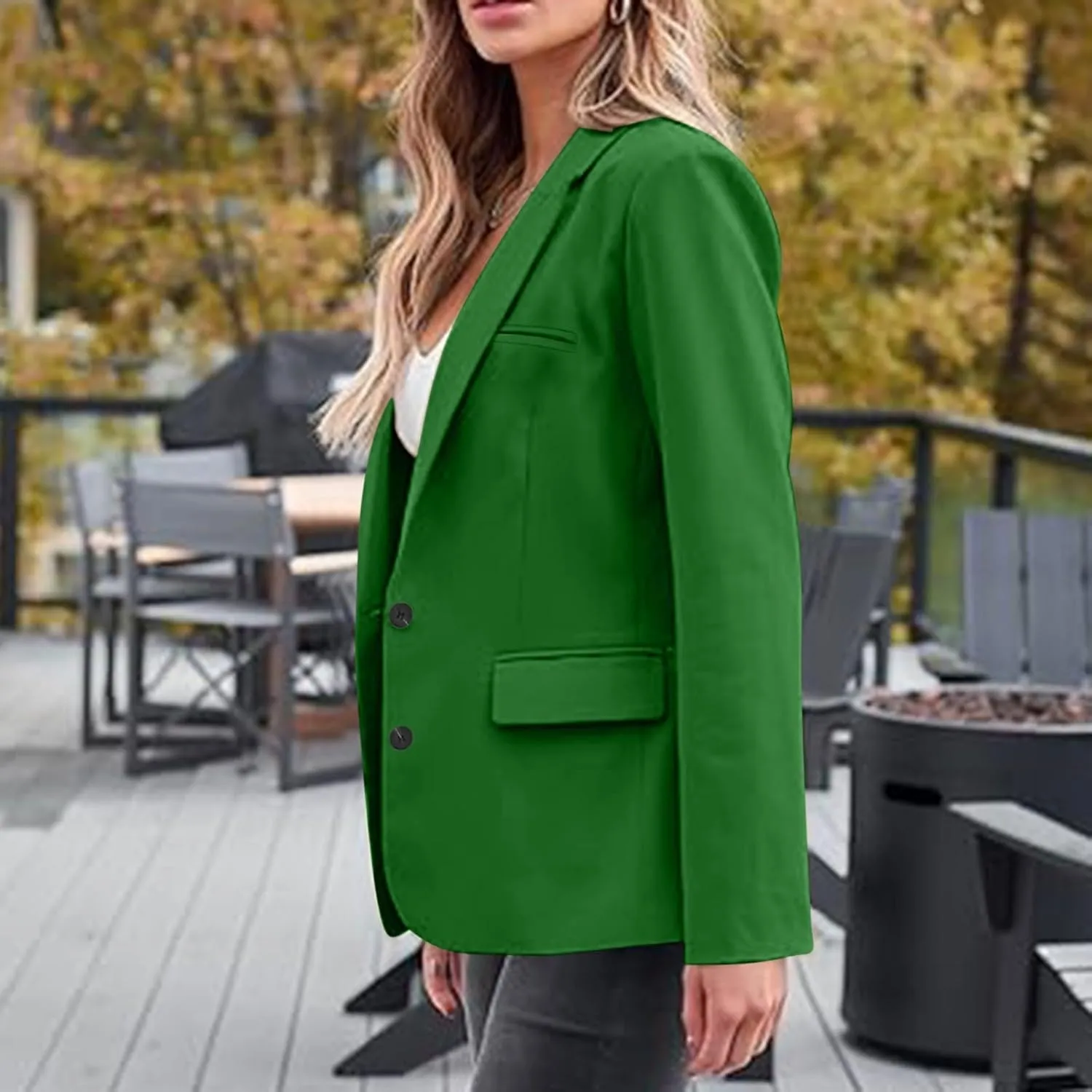 Women Blazer Jackets Solid Color Long Sleeved Lapel Tailored Jackets with Pockets Lightweight Office Work Suit Coat