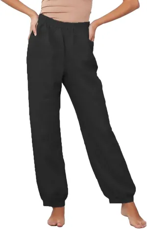Women Casual High Waist Pants Summer Solid Long Palazzo Pants Beach Trousers Loose Business Work Office Trousers
