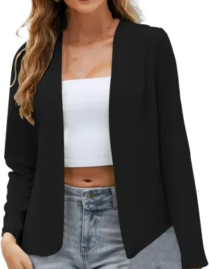 Women Open Front Blazers 2024 3/4 Sleeve Jacket Formal Solid Coat Women Fashion Dressy Work Blazers Women's 2024