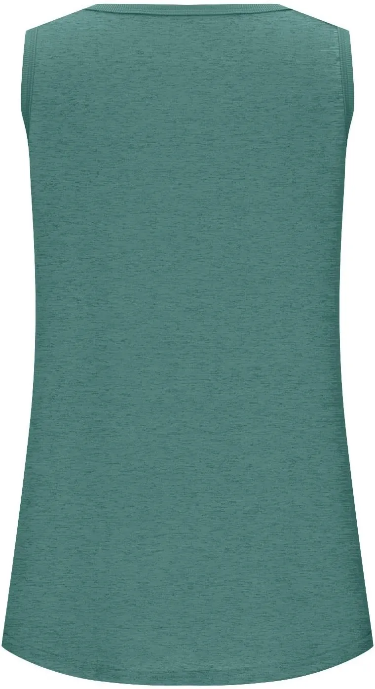 Women Tunic Tank Tops Summer Ribbed Trim Sleeveless T-Shirts Casual Crewneck Curved Hem Flowy Loose Fit Tanks Shirts