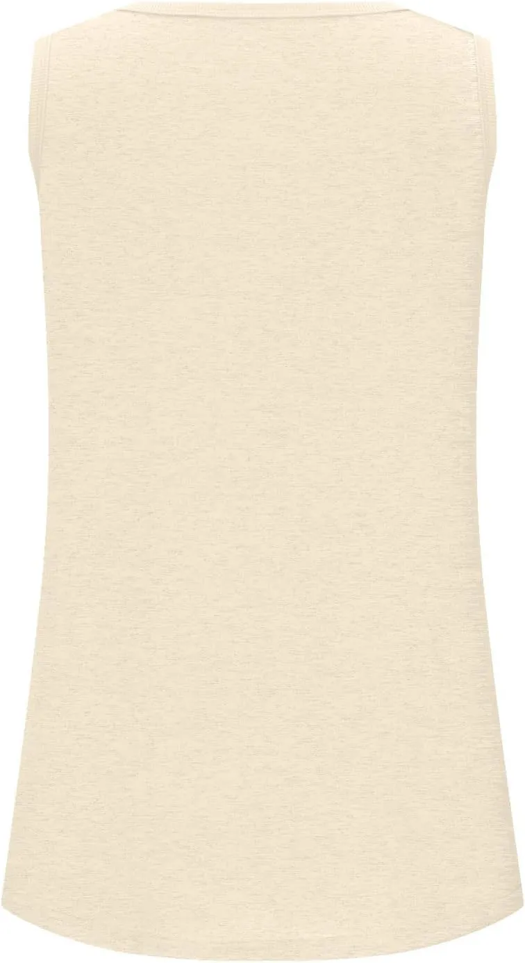 Women Tunic Tank Tops Summer Ribbed Trim Sleeveless T-Shirts Casual Crewneck Curved Hem Flowy Loose Fit Tanks Shirts