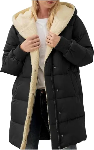 Women's 2024 Winter Clothes Oversized Shearling Fleece Long Coats Jackets Full Zip Reversible Coats Versatile Coats
