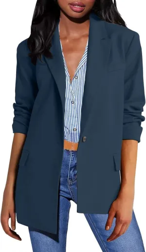 Womens Blazer Jacket Lapel Collar Trendy Work Office Blazer Jackets Outerwear Business Casual Suit Jackets