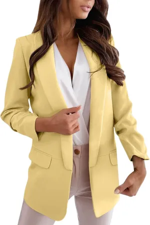 Womens Business Blazers Dressy Loose Lightweight Open Front Cardigan Jackets Long Sleeve Formal Work Suits with Pocket