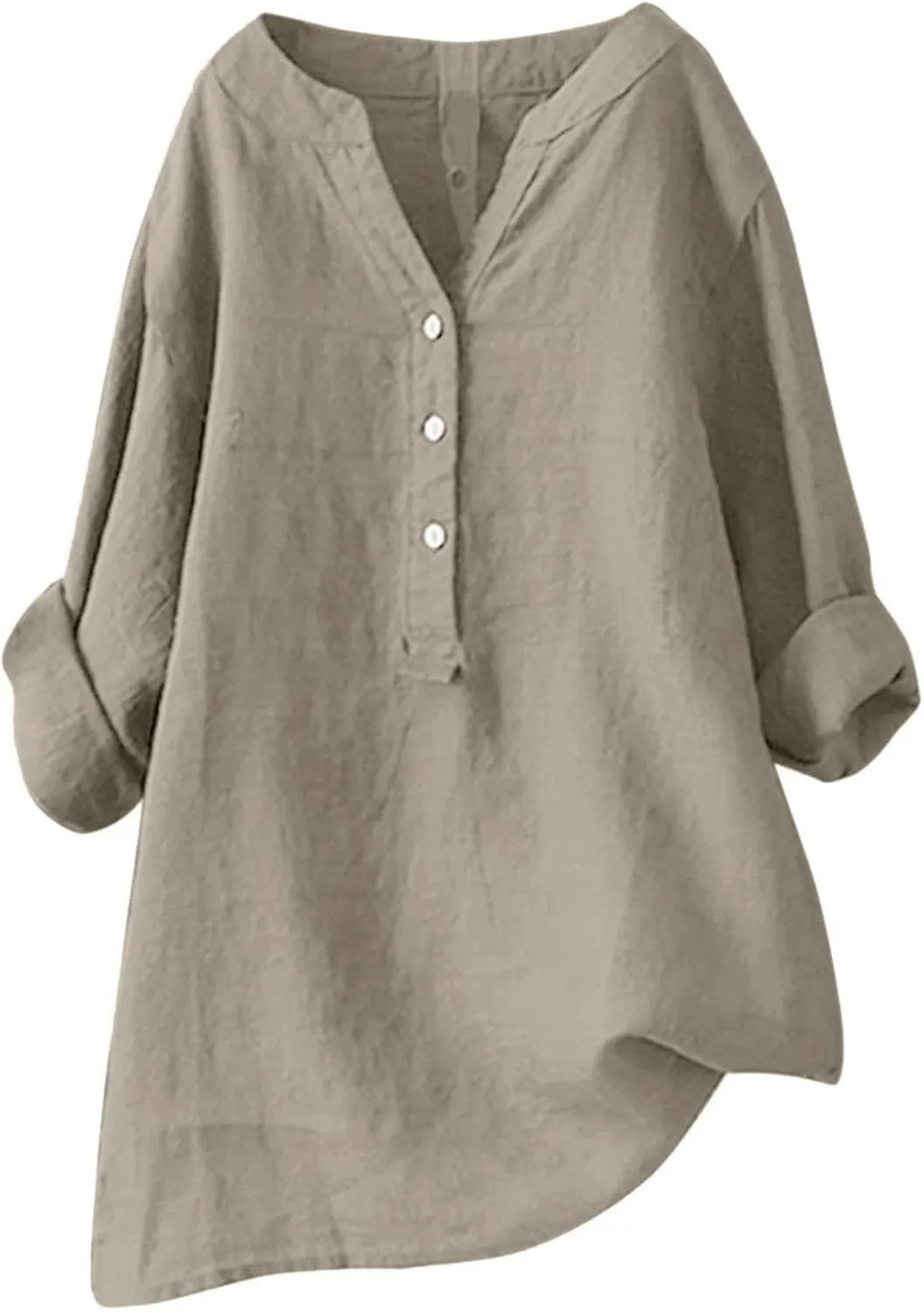 Women's Button Down Shirts Plain Long Sleeve Linen Summer Casual Oversized Blouse Tops Loose Fit Tee Tops