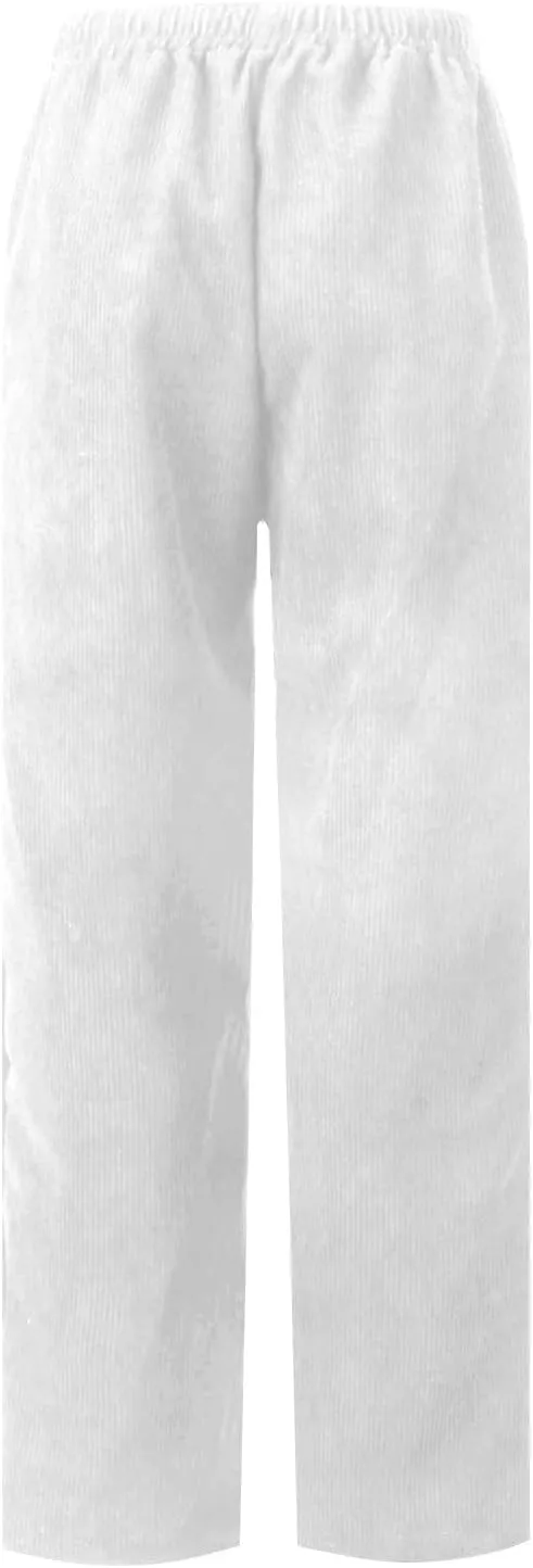 Womens Corduroy Pants Soft Drawstring High Waisted Wide Leg Pants Casual Baggy Cropped Lounge Pants with Pockets