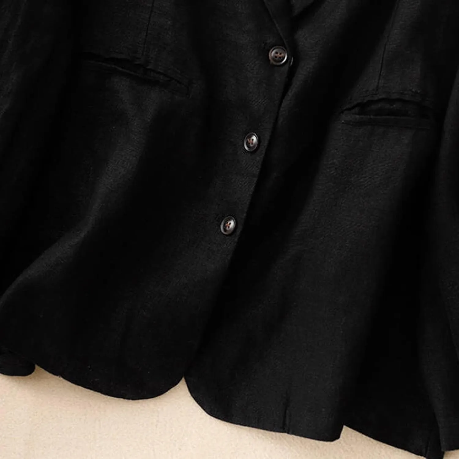 Womens Cotton Linen Blazer Notch Lapel Single Breasted Suit Coat Jackets Boyfriend Loose Casual Comfy Blazer Jacket