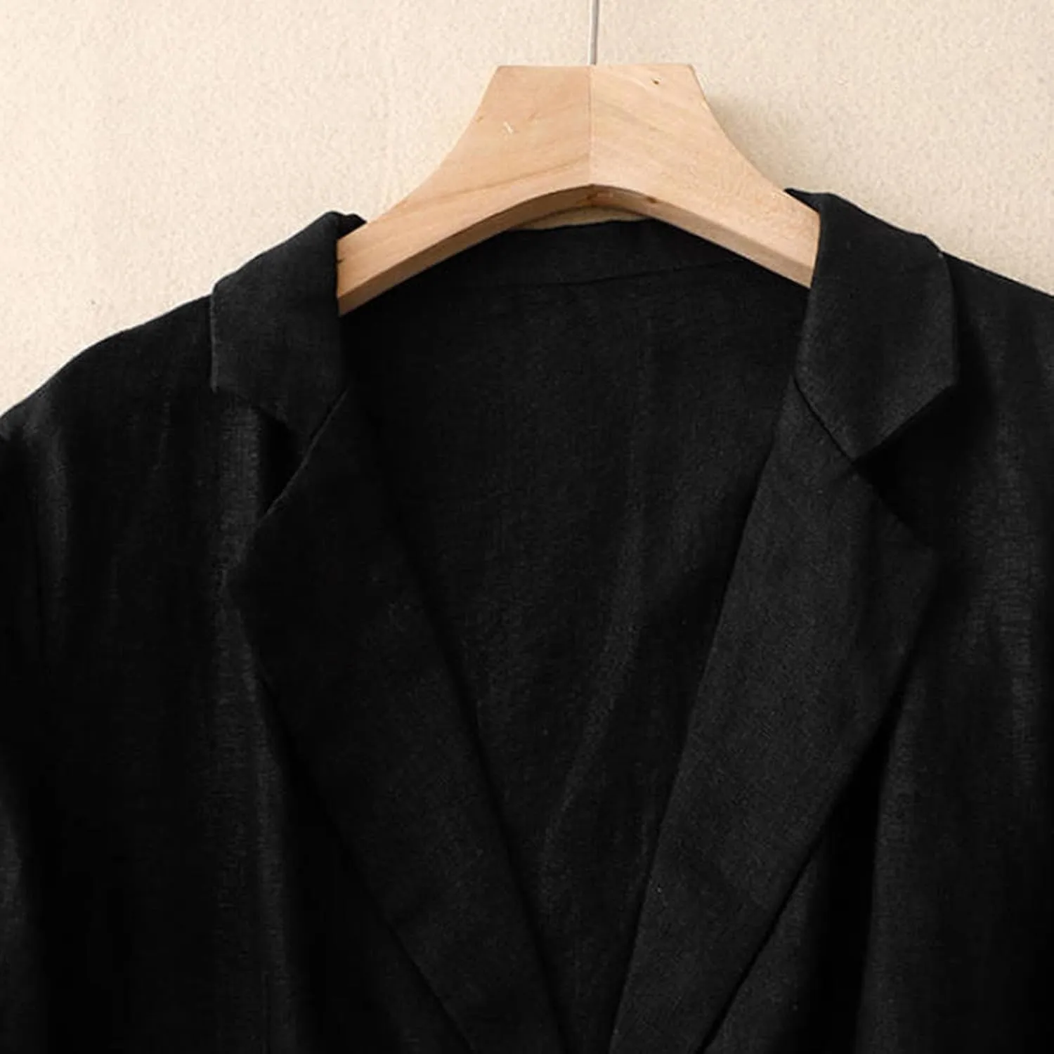 Womens Cotton Linen Blazer Notch Lapel Single Breasted Suit Coat Jackets Boyfriend Loose Casual Comfy Blazer Jacket