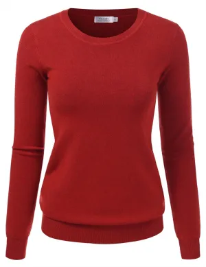 Women's Crewneck Long Sleeve Pullover Premium Soft Knit Sweater (S-XXL)