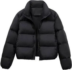 Women's Down Jackets Parkas Lightweight Sleeve Button Down Hooded Padded Coat with Thicken Fleece Lined Down Jacket