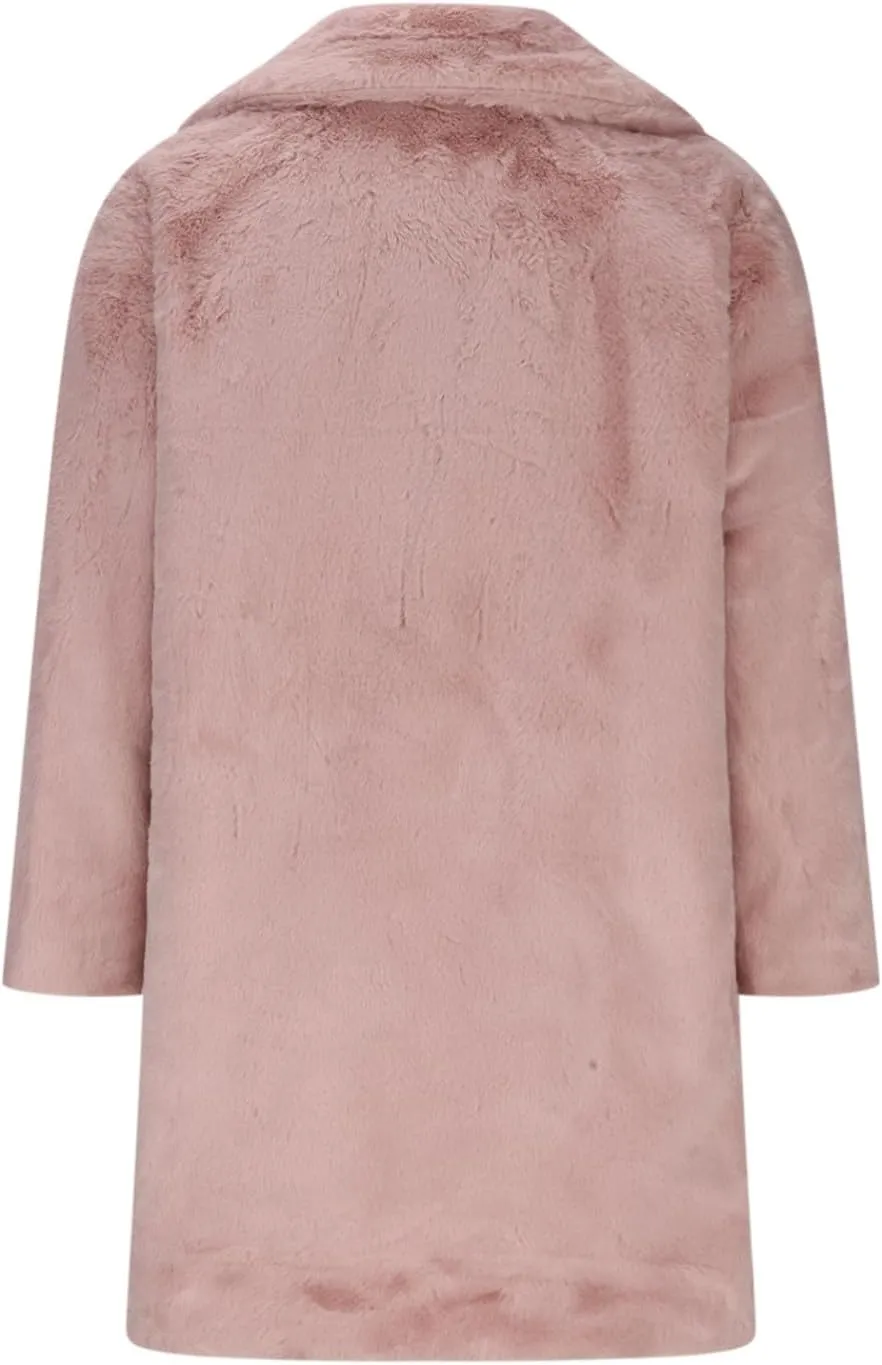 Women's Fashion Cropped Faux Fur Jacket Long Sleeve Open Front Cardigan Casual Fluffy Parka Shaggy Classic Short Coat