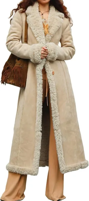 Womens Faux Fur Coat Sherpa Lined Fuzzy Fleece Jacket Lapel Button Oversized Long Jacket Warm Winter Coat Outerwear