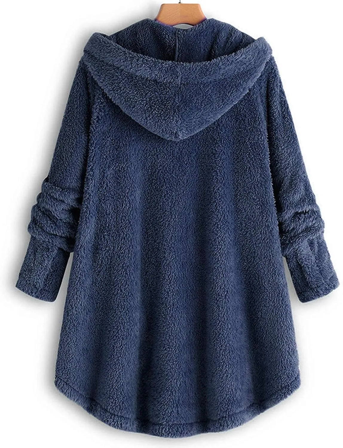 Women's Fleece Jackets Button Down Fuzzy Sherpa Lined Hooded Cardigans Jacket Casual Open Front Warm Plush Outwear