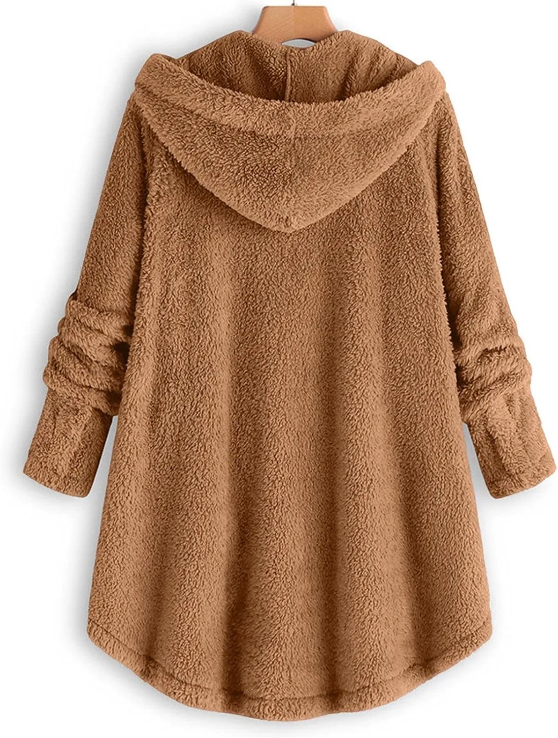 Women's Fleece Jackets Button Down Fuzzy Sherpa Lined Hooded Cardigans Jacket Casual Open Front Warm Plush Outwear
