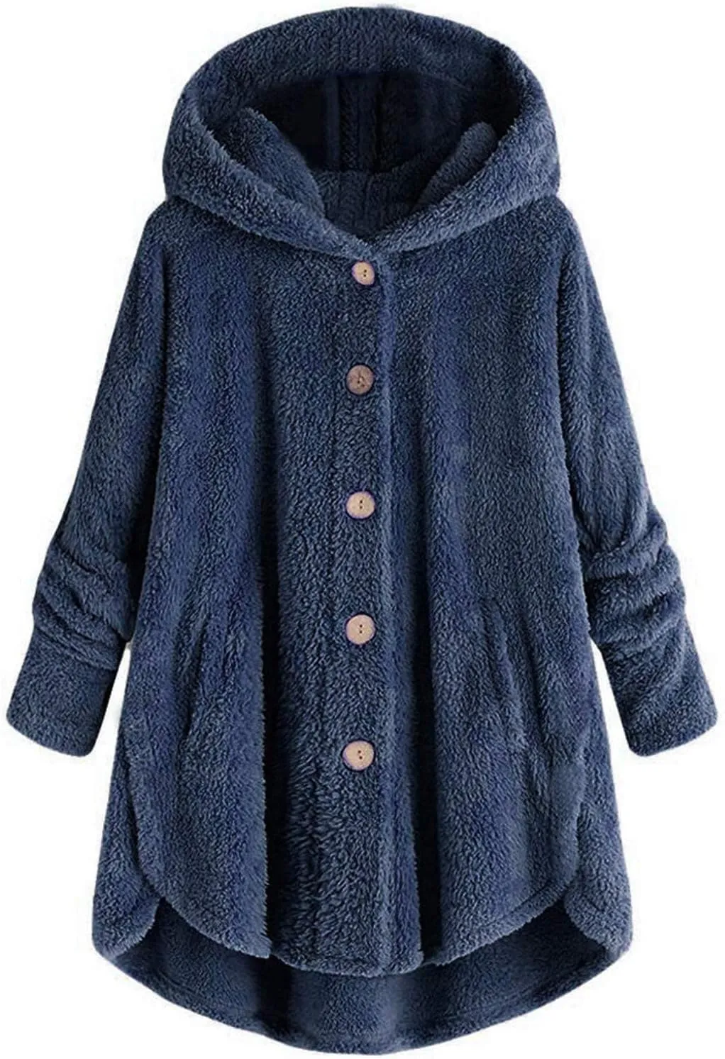 Women's Fleece Jackets Button Down Fuzzy Sherpa Lined Hooded Cardigans Jacket Casual Open Front Warm Plush Outwear