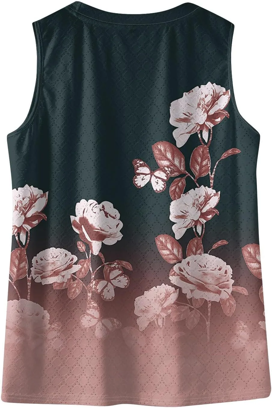 Womens Flower Print Crewneck Tank Tops Graphic Curved Hem Sleeveless Tops Summer Casual Loose Fit Shirts 2025