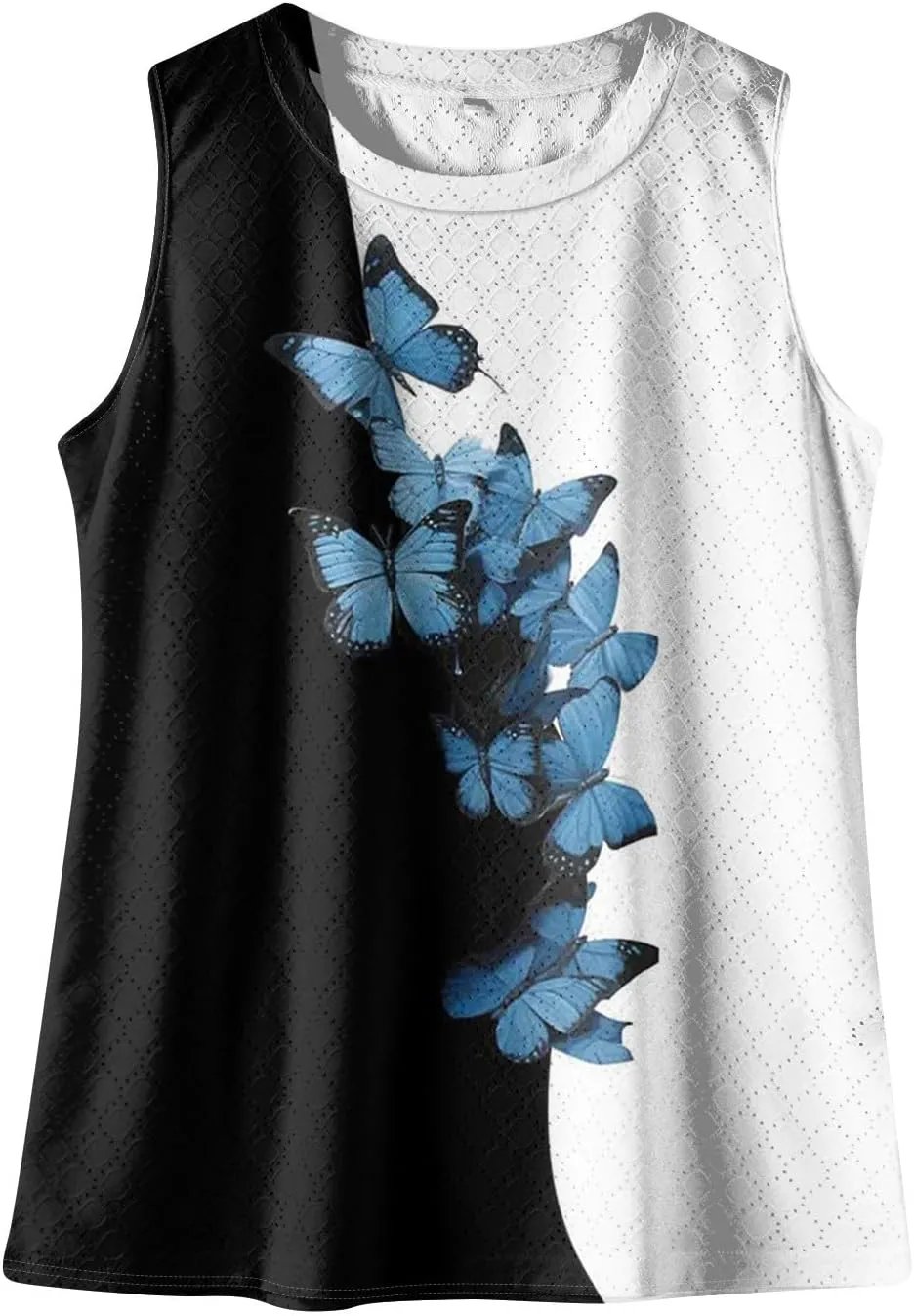 Womens Flower Print Crewneck Tank Tops Graphic Curved Hem Sleeveless Tops Summer Casual Loose Fit Shirts 2025
