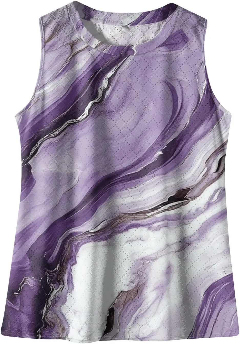 Womens Flower Print Crewneck Tank Tops Graphic Curved Hem Sleeveless Tops Summer Casual Loose Fit Shirts 2025