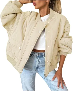 Women's Full Zip Oversized Chunky Jackets Casual Button Zip Up Open Front Cardigans Jacket Warm Solid Winter Coats