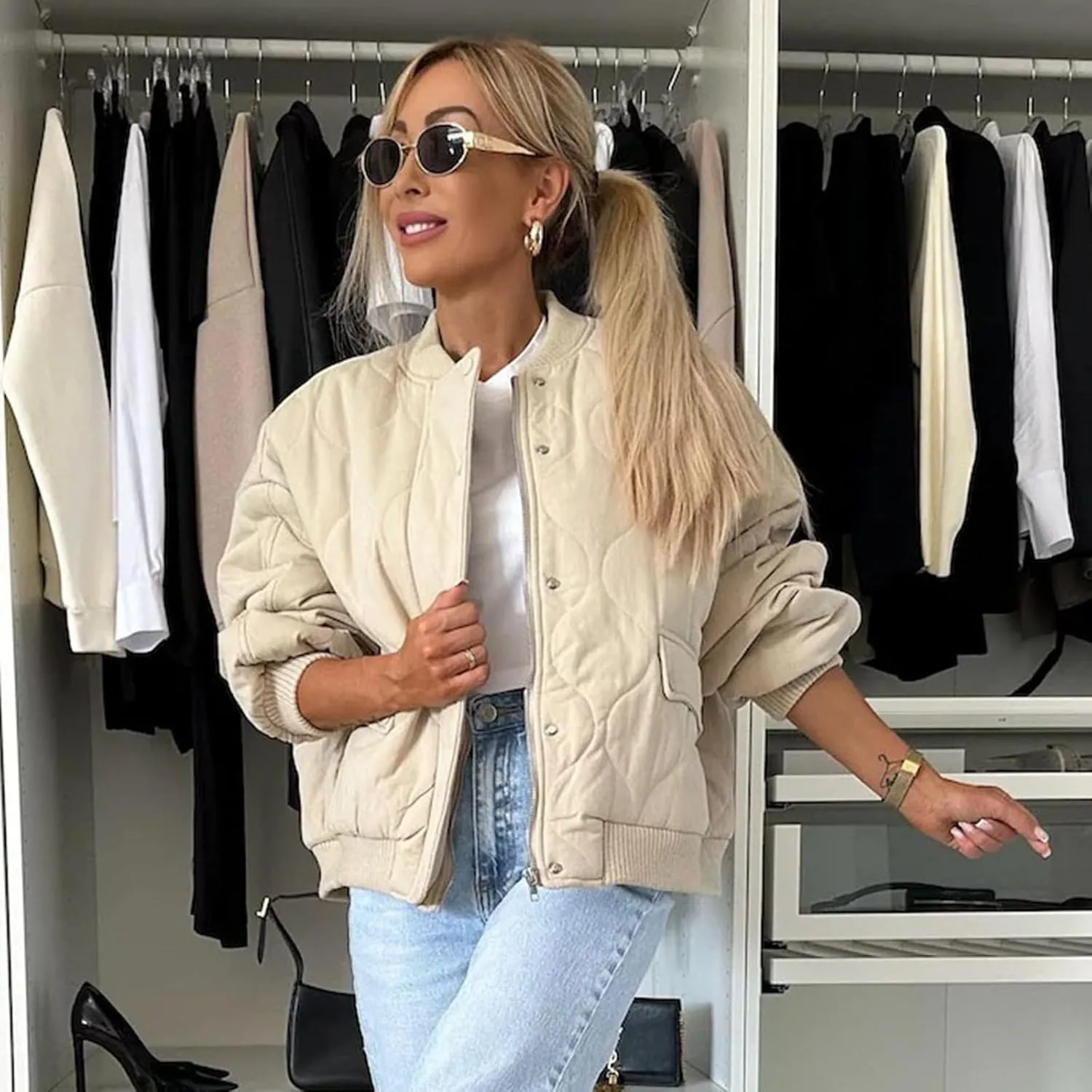 Women's Full Zip Oversized Chunky Jackets Casual Button Zip Up Open Front Cardigans Jacket Warm Solid Winter Coats
