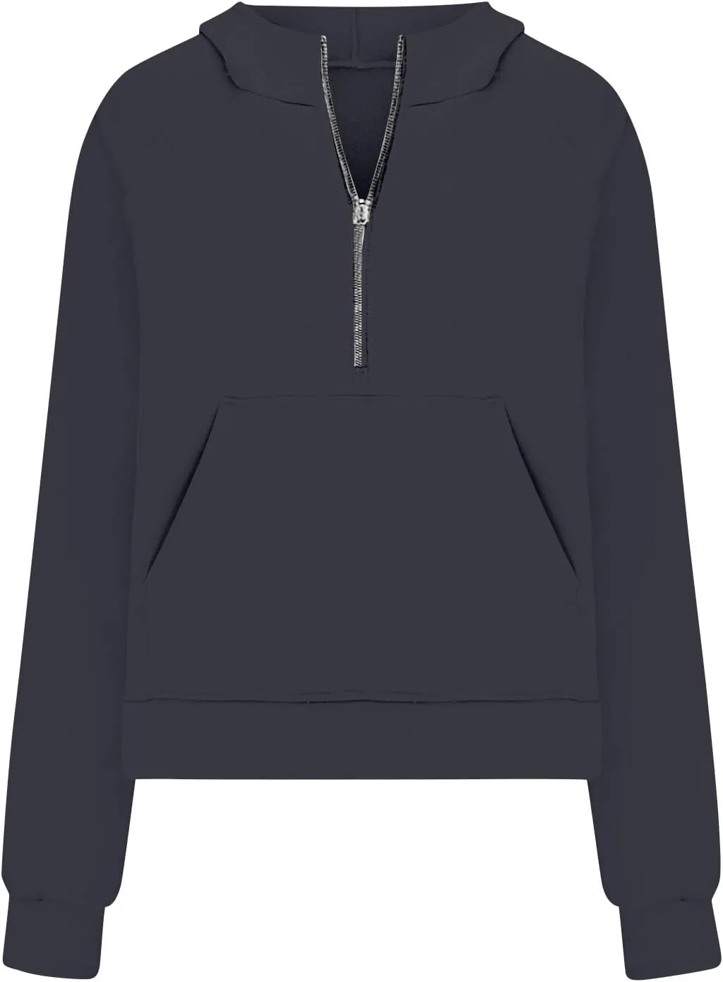 Womens Half Zip Cropped Pullover Tops Fleece Lined Hoodies Long Sleeve Hooded Sweatshirts with Pocket Fall Outfits