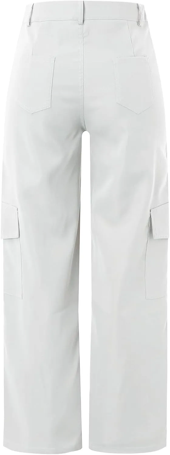 Women's High Waisted Cargo Pants Baggy High Waisted Parachute Pants with Pockets Wide Leg Y2K Streetwear Casual Pants