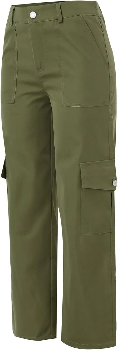 Women's High Waisted Cargo Pants Baggy High Waisted Parachute Pants with Pockets Wide Leg Y2K Streetwear Casual Pants
