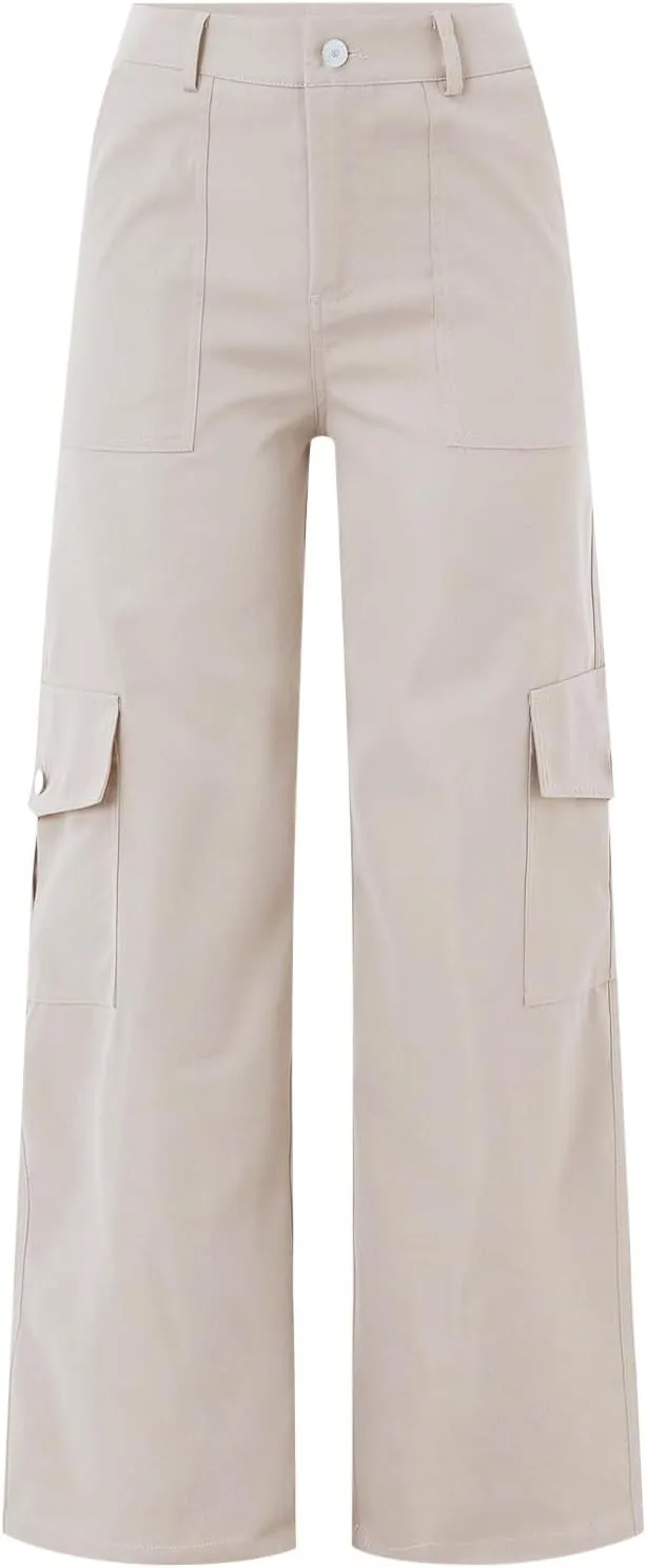 Women's High Waisted Cargo Pants Baggy High Waisted Parachute Pants with Pockets Wide Leg Y2K Streetwear Casual Pants