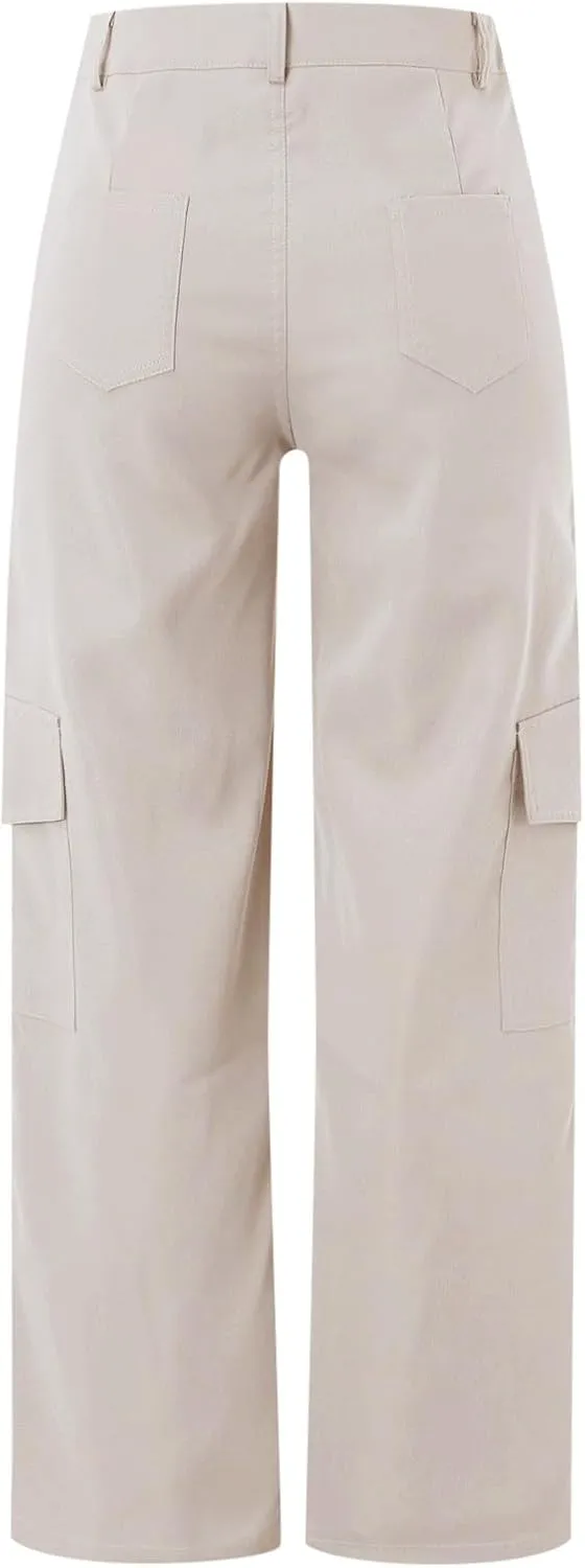 Women's High Waisted Cargo Pants Baggy High Waisted Parachute Pants with Pockets Wide Leg Y2K Streetwear Casual Pants