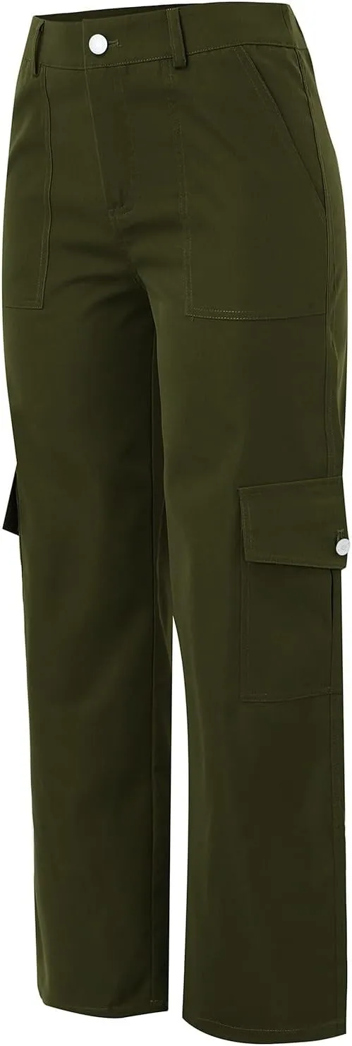Women's High Waisted Cargo Pants Baggy High Waisted Parachute Pants with Pockets Wide Leg Y2K Streetwear Casual Pants