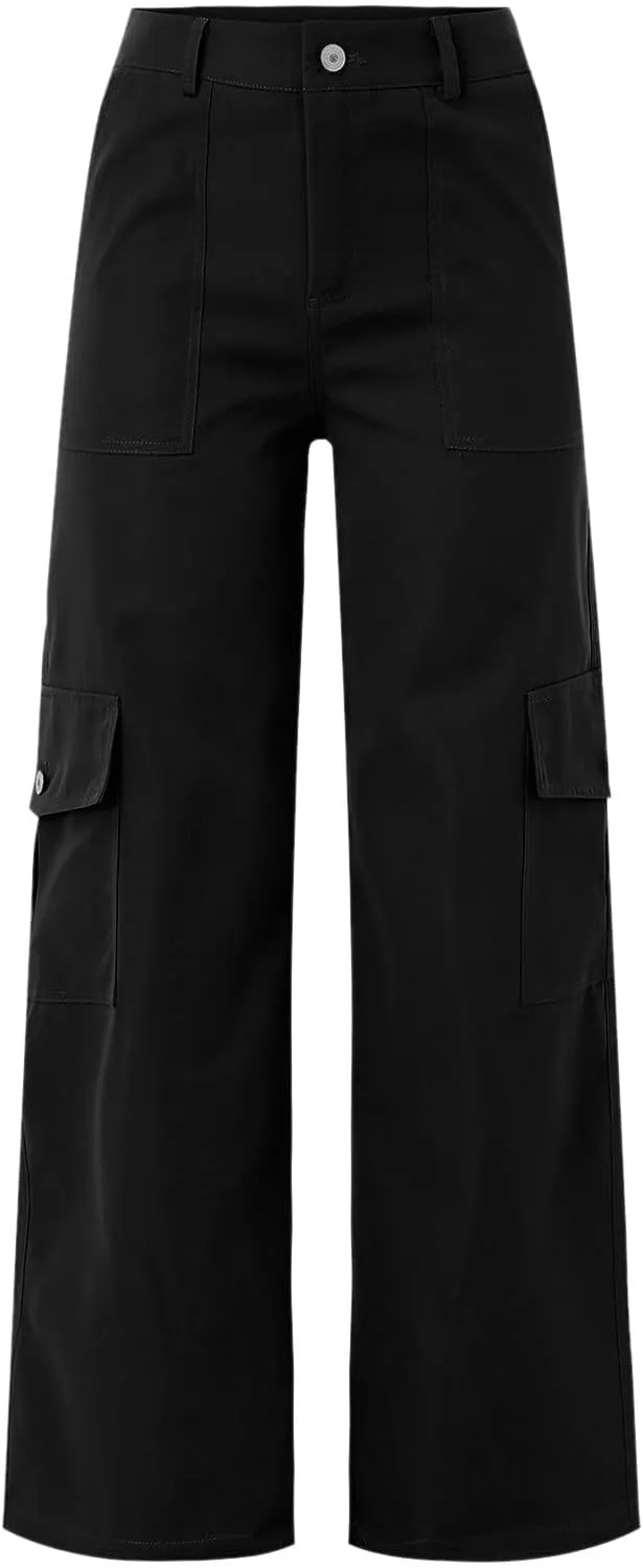 Women's High Waisted Cargo Pants Baggy High Waisted Parachute Pants with Pockets Wide Leg Y2K Streetwear Casual Pants