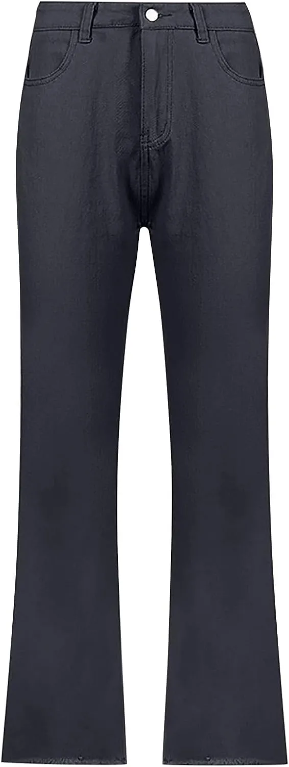Women's High Waisted Jeans Baggy High Waisted Straight Leg Casual Denim Pants Trendy Stretch Denim Pants with Pockets