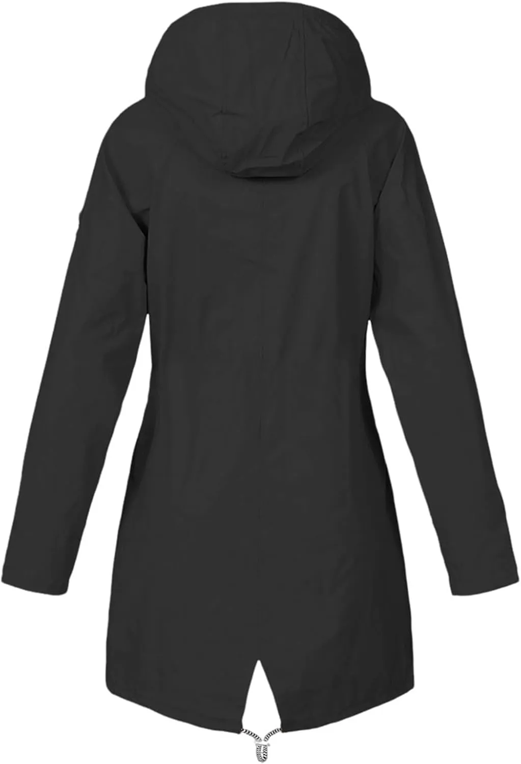 Womens Jackets Long Sleeve Mid-Length Full Zip Casual Hooded Jacket Waterproof Windproof Outdoor Coats with Pockets