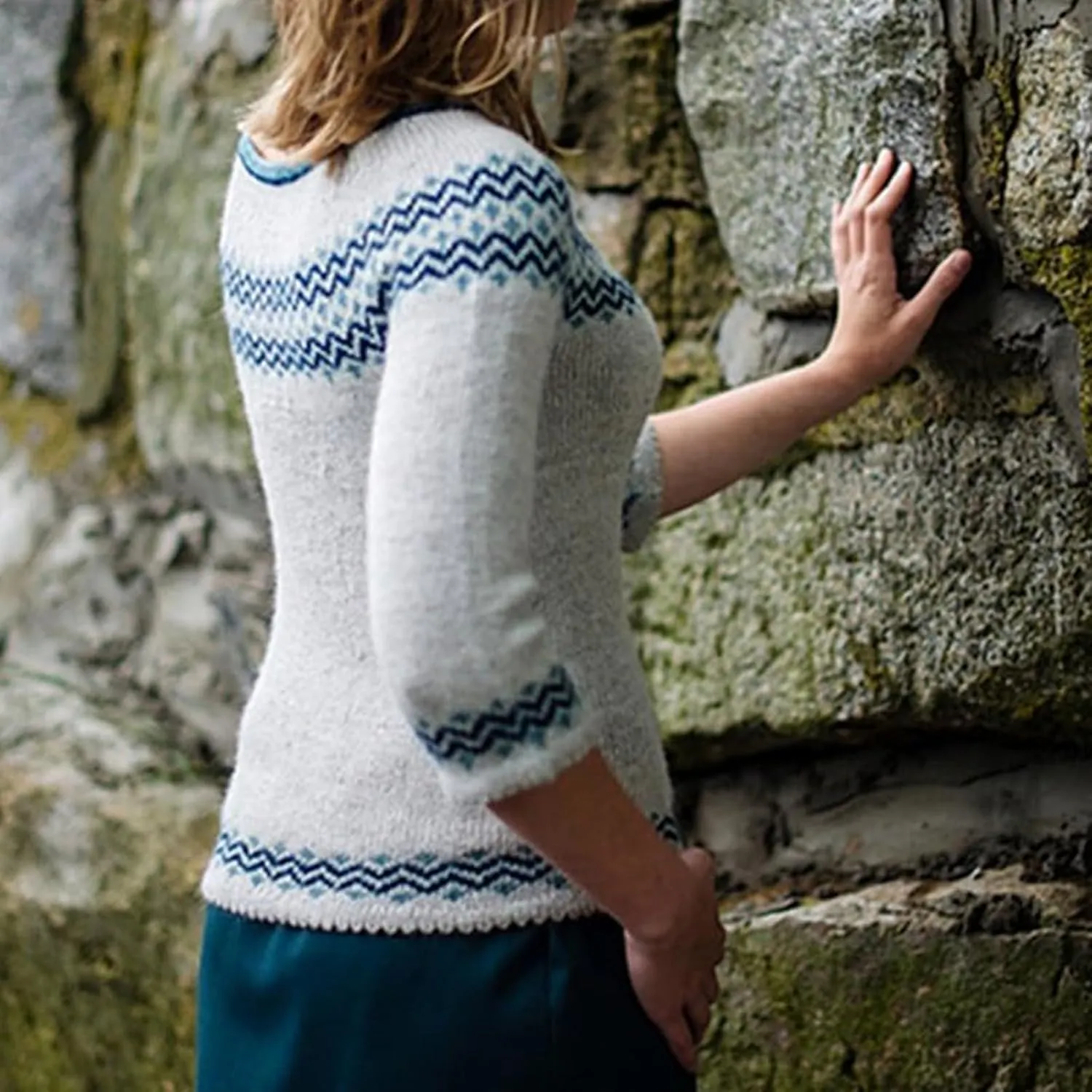 Women's Knitted Fair Isle Print Retro Sweater Women's Knitted Isle Print Retro Sweater Casual Loose Crewneck Long
