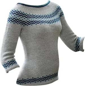 Women's Knitted Fair Isle Print Retro Sweater Women's Knitted Isle Print Retro Sweater Casual Loose Crewneck Long