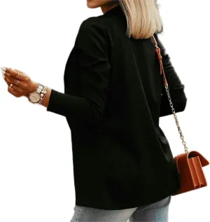 Women's Long Blazer Solid Open Front Cardigan Formal Suit Sleeve Blouse Coat Blazers for Work Casual