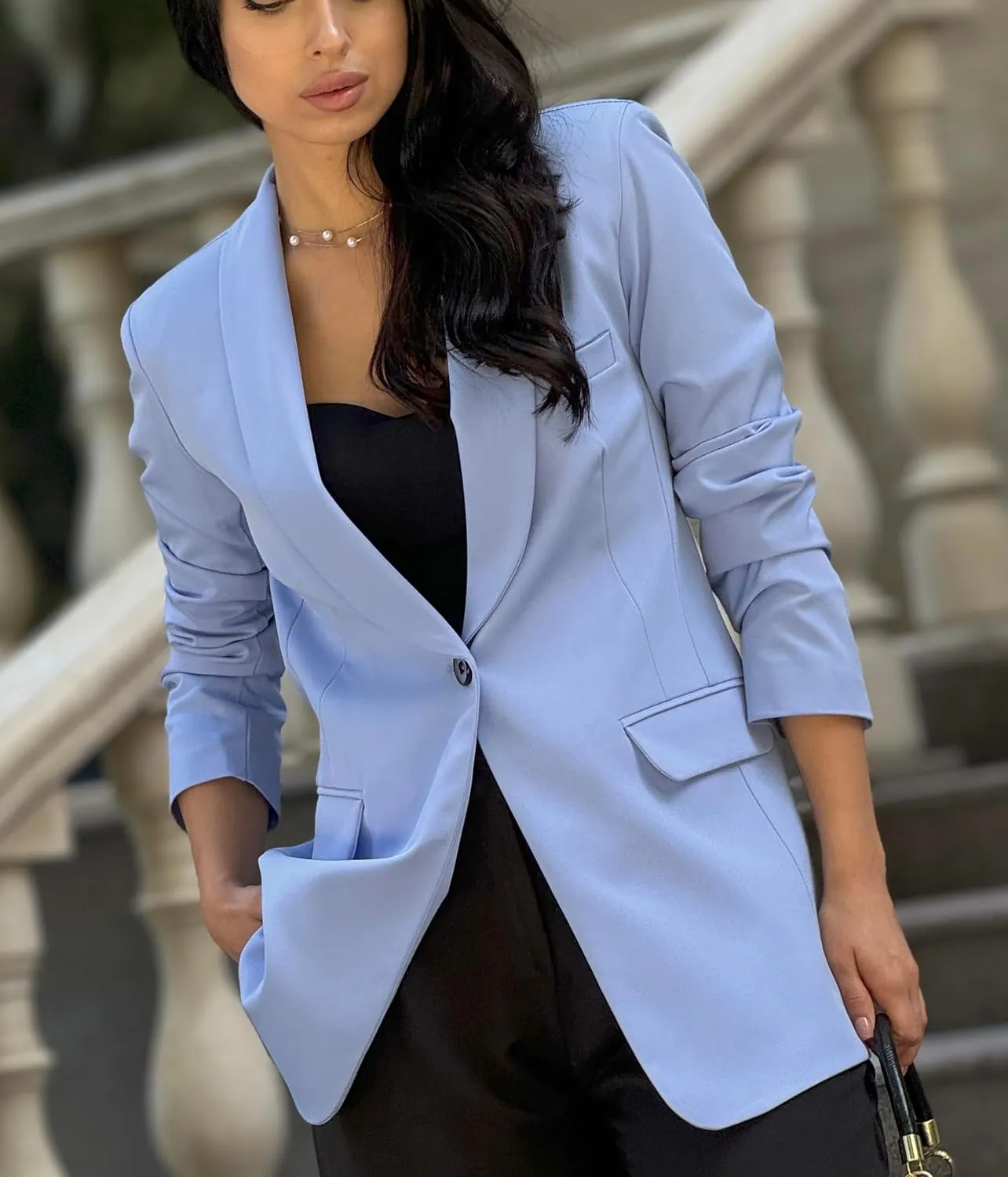 Womens Long Blazers for Work Slim Fit Jackets Casual Tailored Blazer for Women Business Office Lightweight Jacket