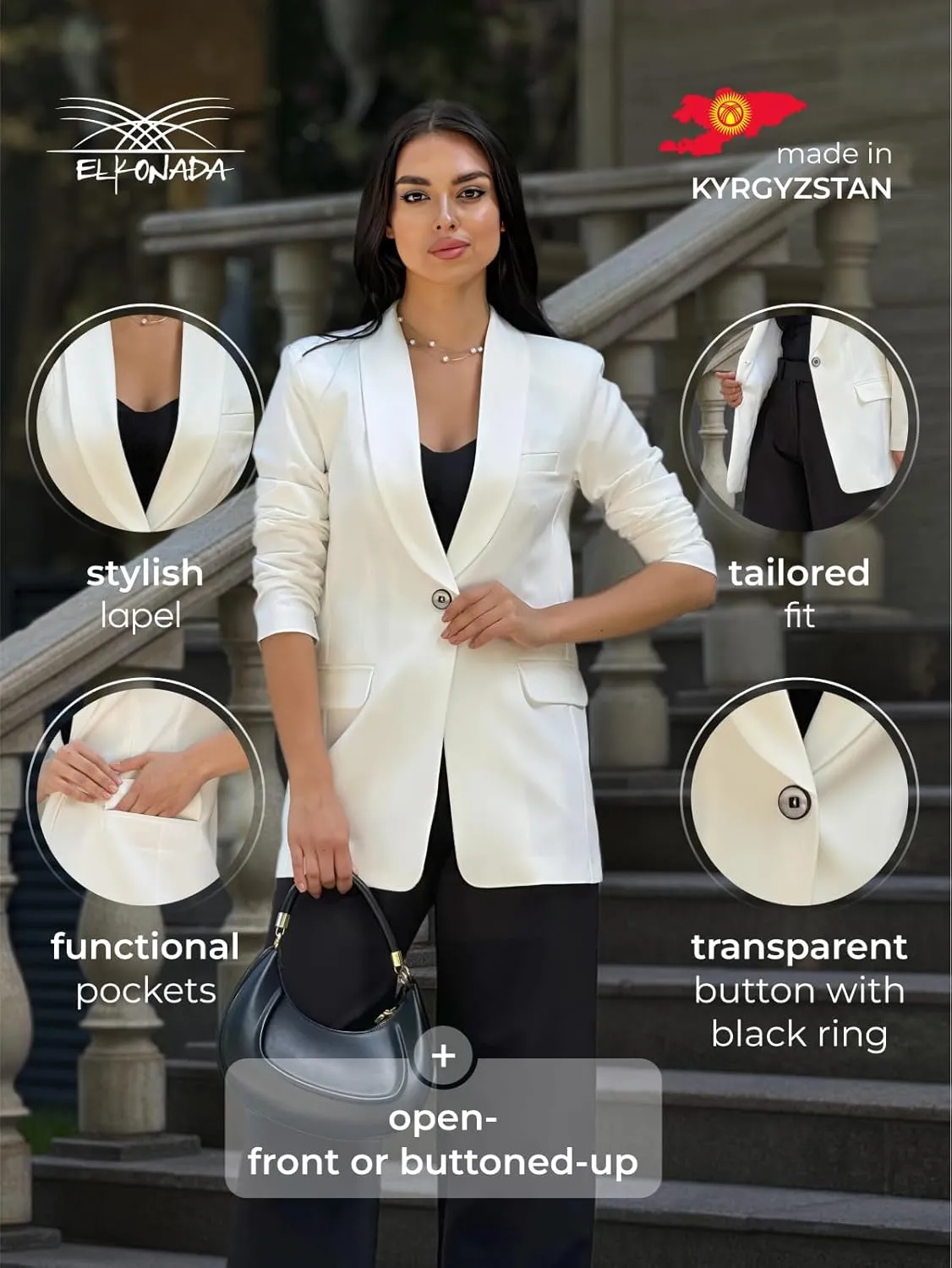Womens Long Blazers for Work Slim Fit Jackets Casual Tailored Blazer for Women Business Office Lightweight Jacket
