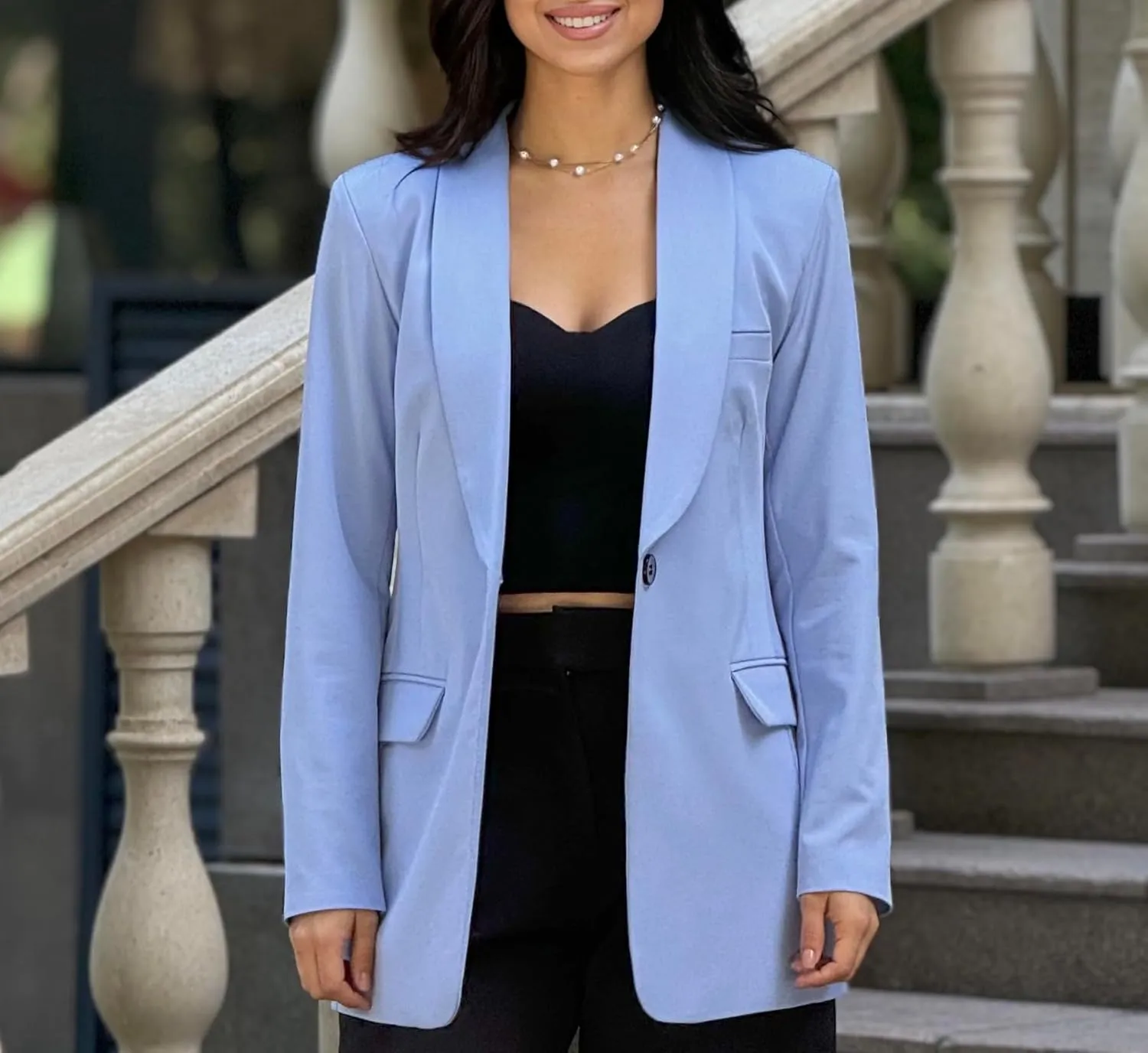 Womens Long Blazers for Work Slim Fit Jackets Casual Tailored Blazer for Women Business Office Lightweight Jacket