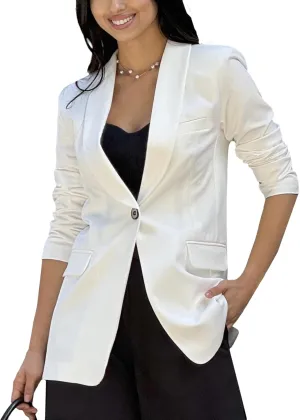 Womens Long Blazers for Work Slim Fit Jackets Casual Tailored Blazer for Women Business Office Lightweight Jacket