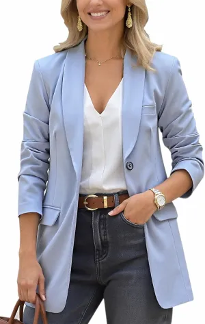 Womens Long Blazers for Work Slim Fit Jackets Casual Tailored Blazer for Women Business Office Lightweight Jacket