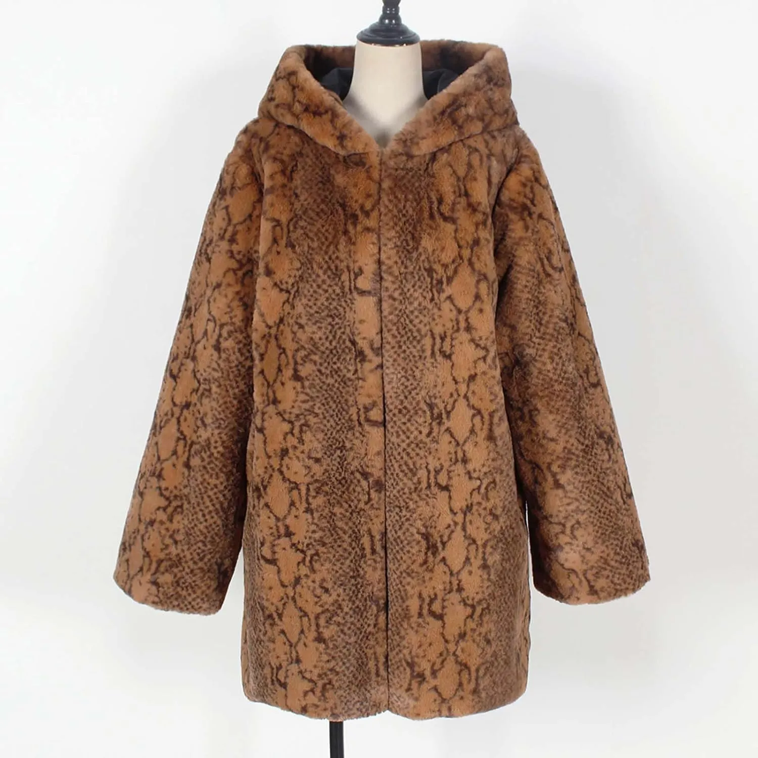 Womens Oversized Teddy Coat Button Up Hooded Overcoat Thicken Long Winter Warm Outwear Faux Fur Longline Cardigan