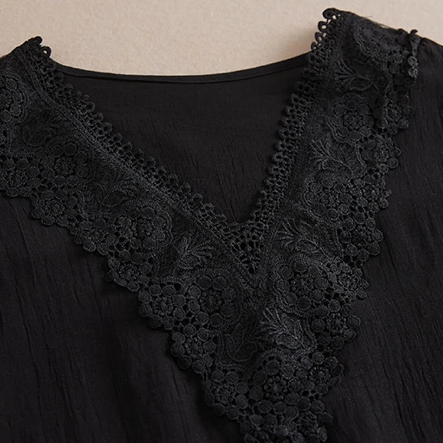 Womens Peasant Tops 3/4 Sleeve Summer Fashion Blouses Embroidered Shirts Fashion Curved Hem Cotton Linen T-Shirts